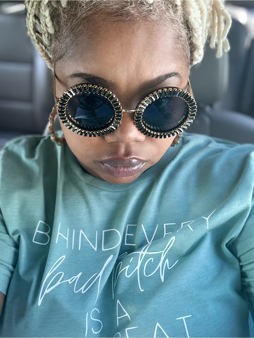 Round Black & Gold Statement Sunglasses - Women Accessories